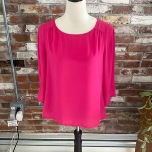 The Limited Hot Pink Three Quarter Sleeve Light Weight Blouse Size S